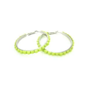 LIME GREEN FACETED HOOP EARRINGS #JE0001_GREEN (UA7)