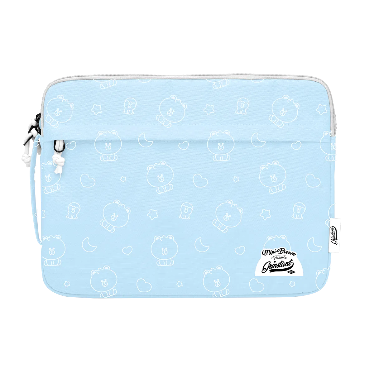 LINE FRIENDS MEETS Grinstant 13.3” Laptop Sleeve in MINI BROWN Overprint