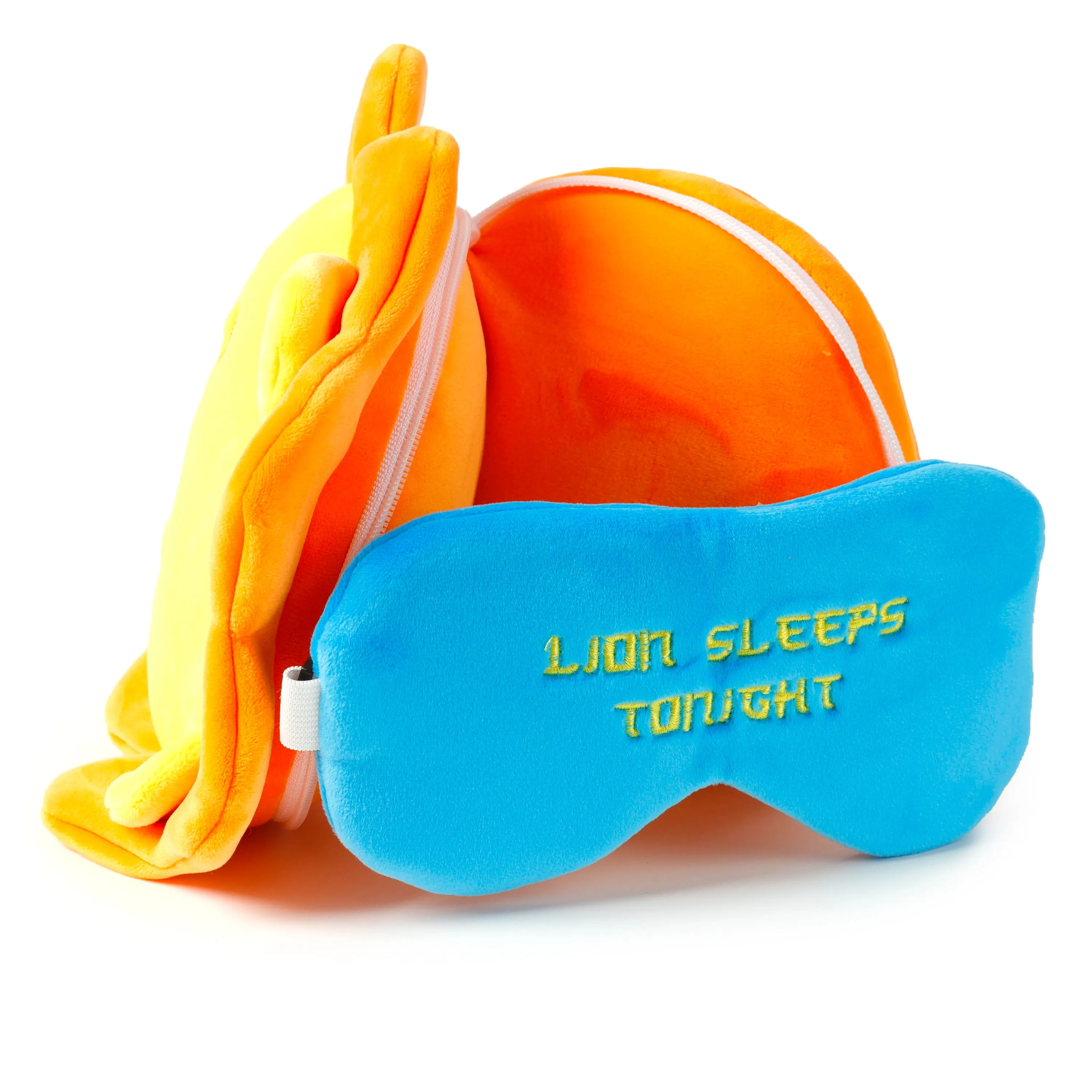 Lion Relaxeazzz Plush Round Travel Pillow & Eye Mask Set