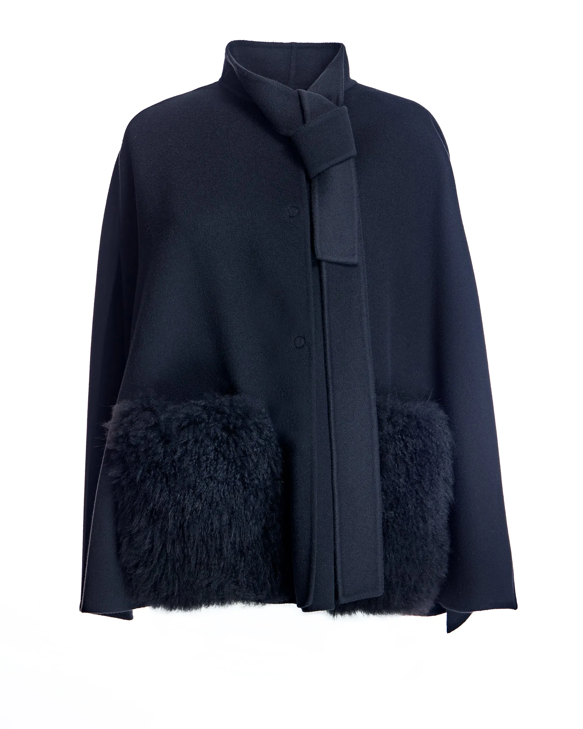 Loro Piana Cashmere Blend Cape with Cashmere Goat Pockets