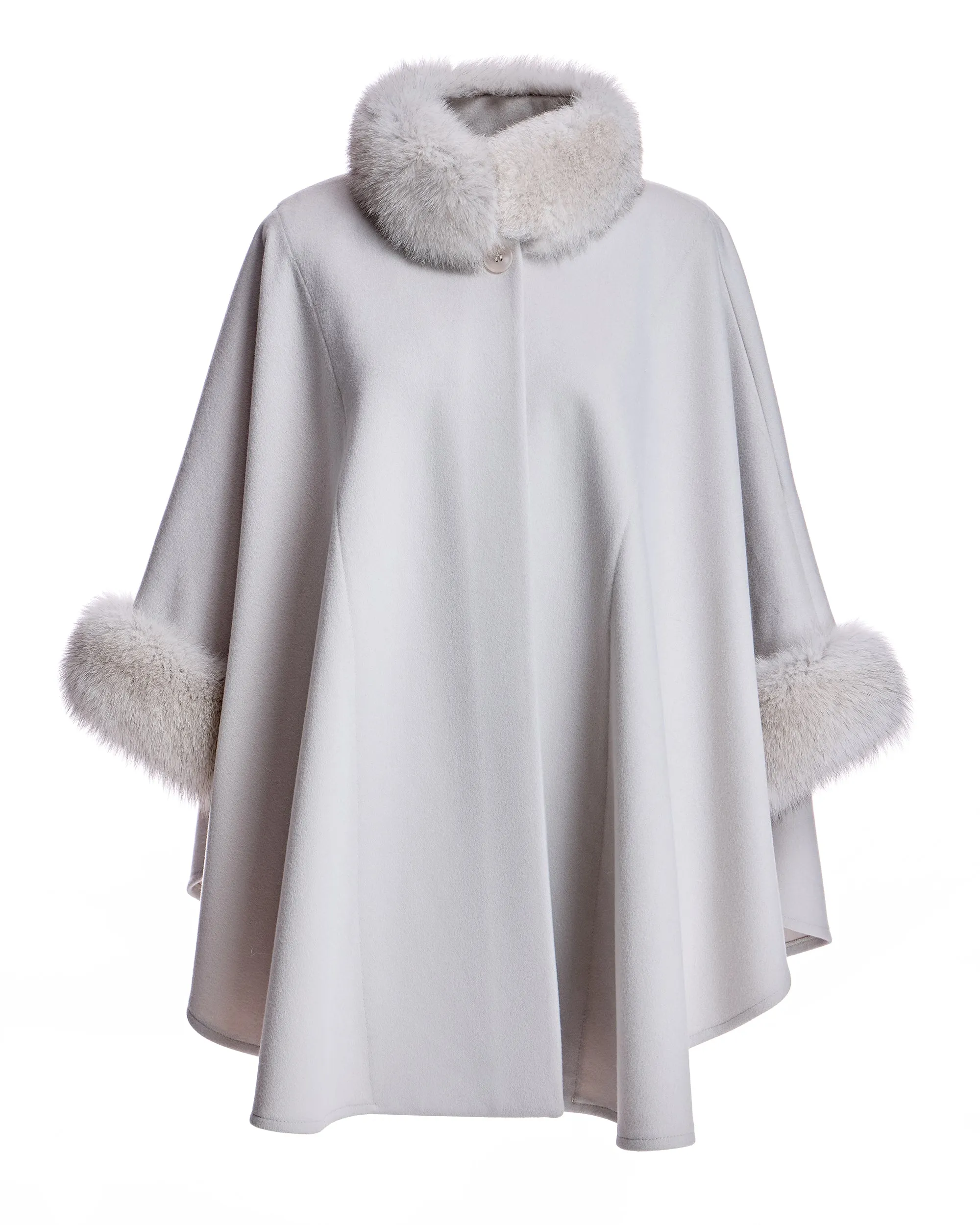 Loro Piana Wool Cape with Fox Trims