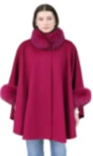 Loro Piana Wool Cape with Fox Trims