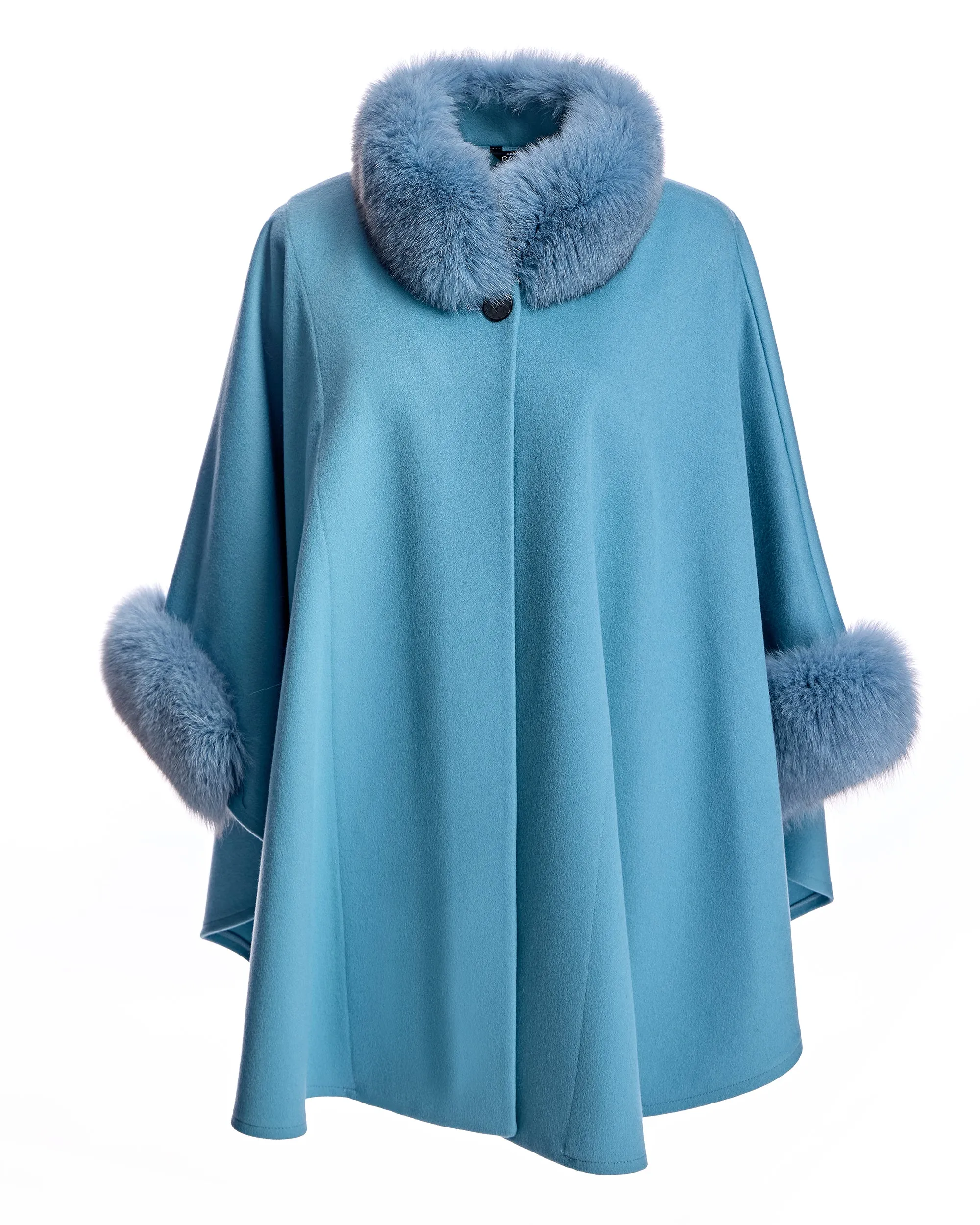 Loro Piana Wool Cape with Fox Trims