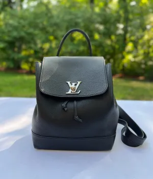 Louis Vuitton Calfskin Leather Lockme MM Backpack in Black