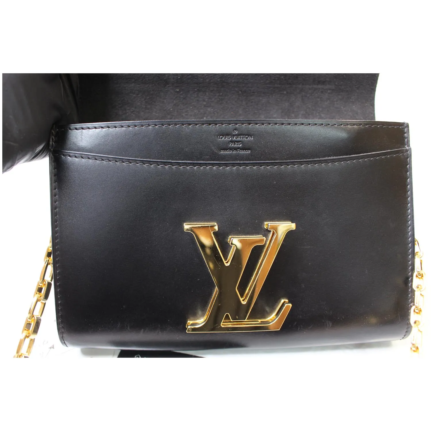 LOUIS VUITTON Chain Louise GM Noir Leather Shoulder Crossbody Bag