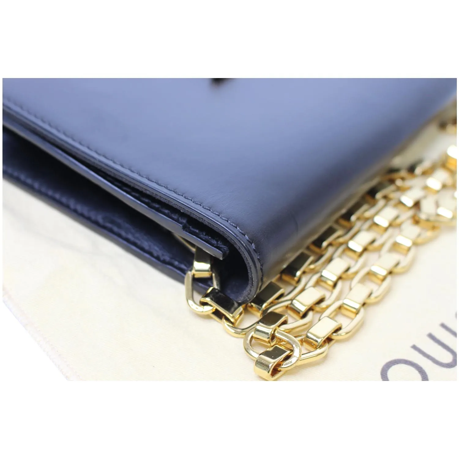 LOUIS VUITTON Chain Louise GM Noir Leather Shoulder Crossbody Bag