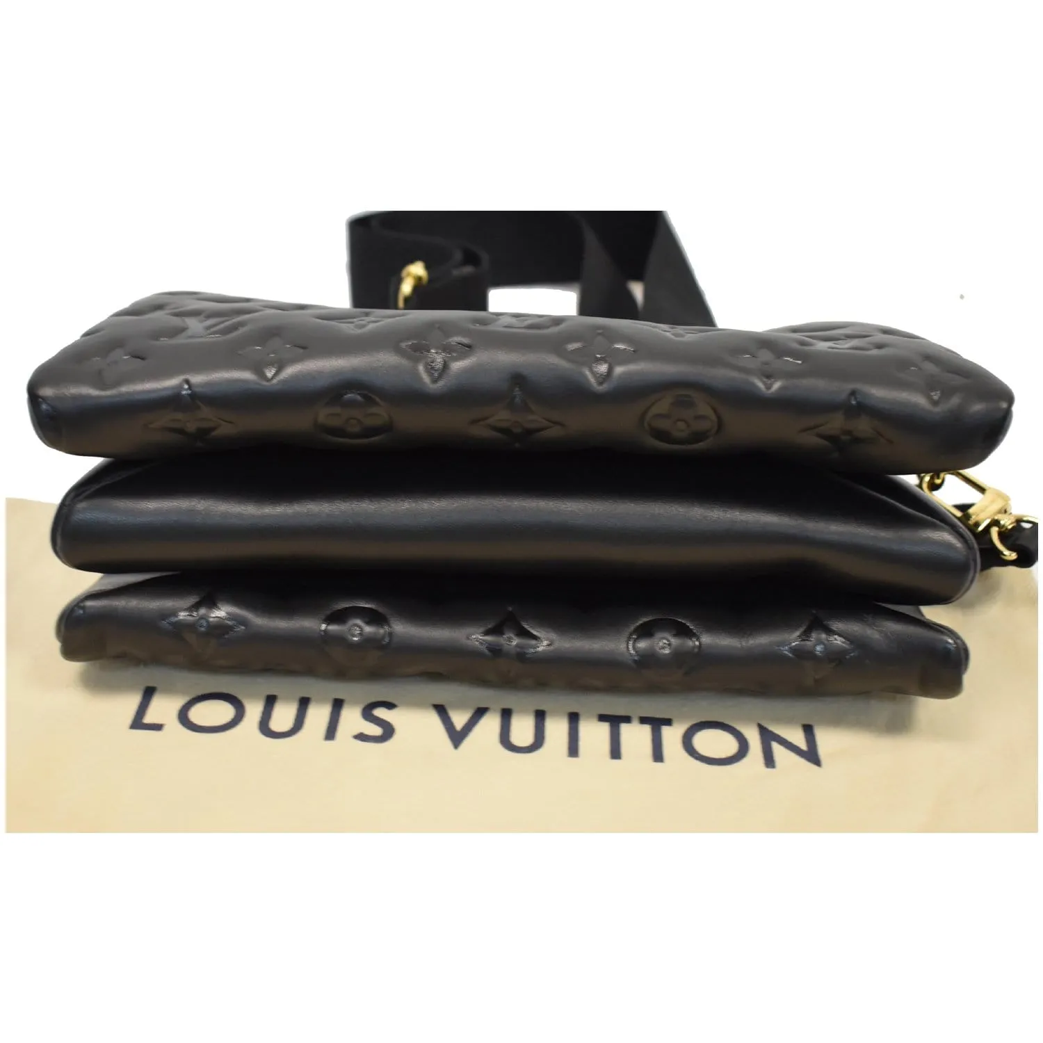 LOUIS VUITTON Coussin PM Monogram Embossed Shoulder Bag Black