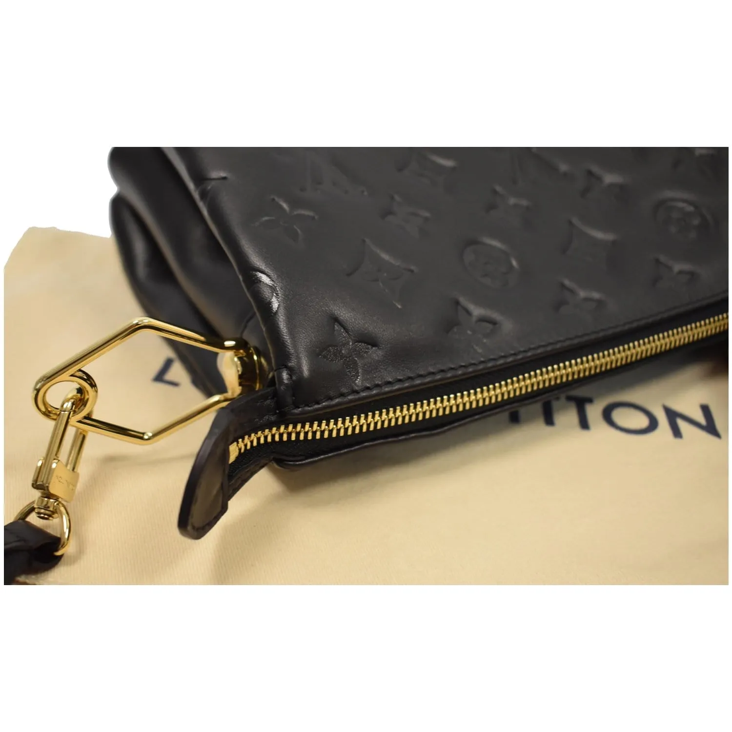 LOUIS VUITTON Coussin PM Monogram Embossed Shoulder Bag Black
