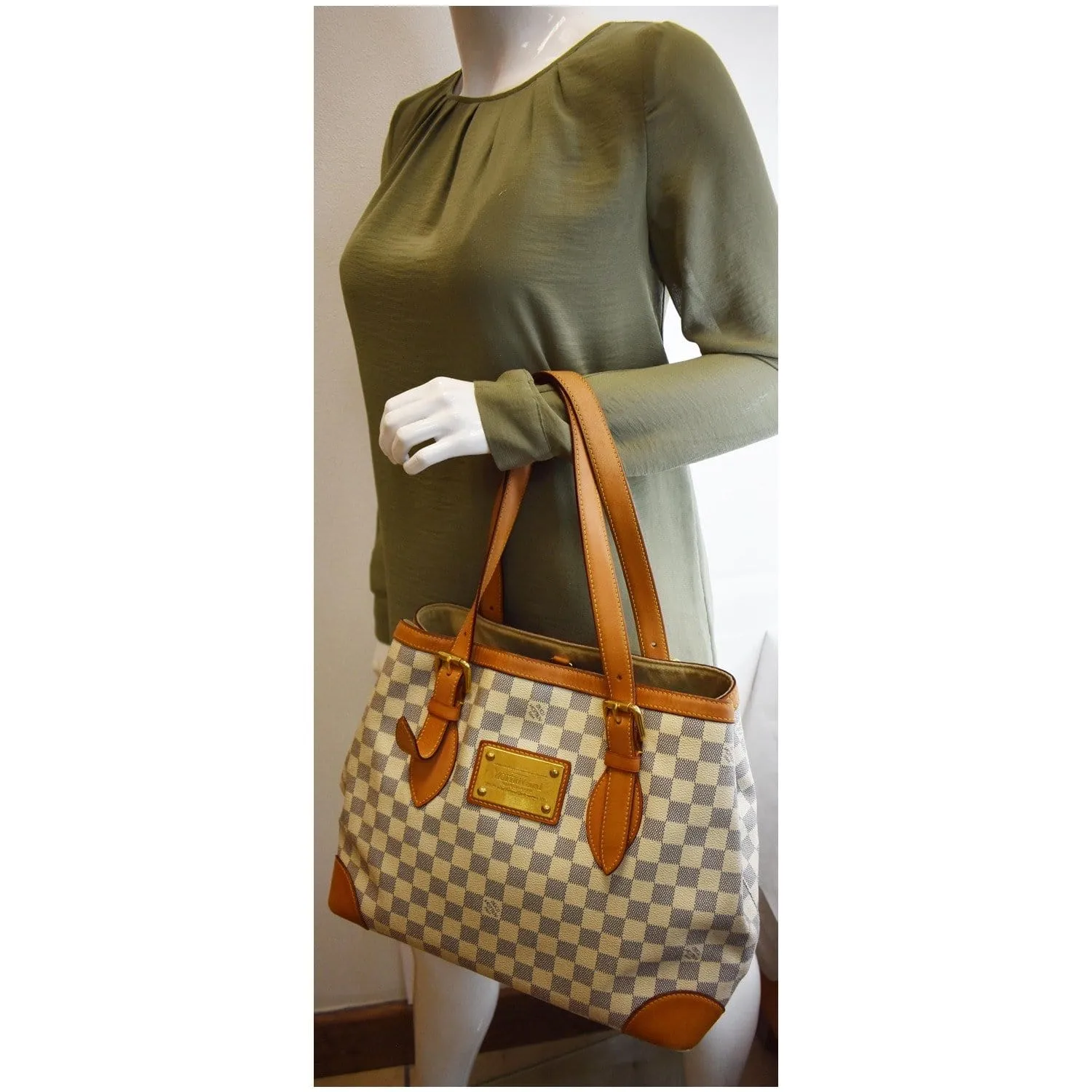 LOUIS VUITTON Hampstead MM Damier Azur Shoulder Bag White - 15% OFF