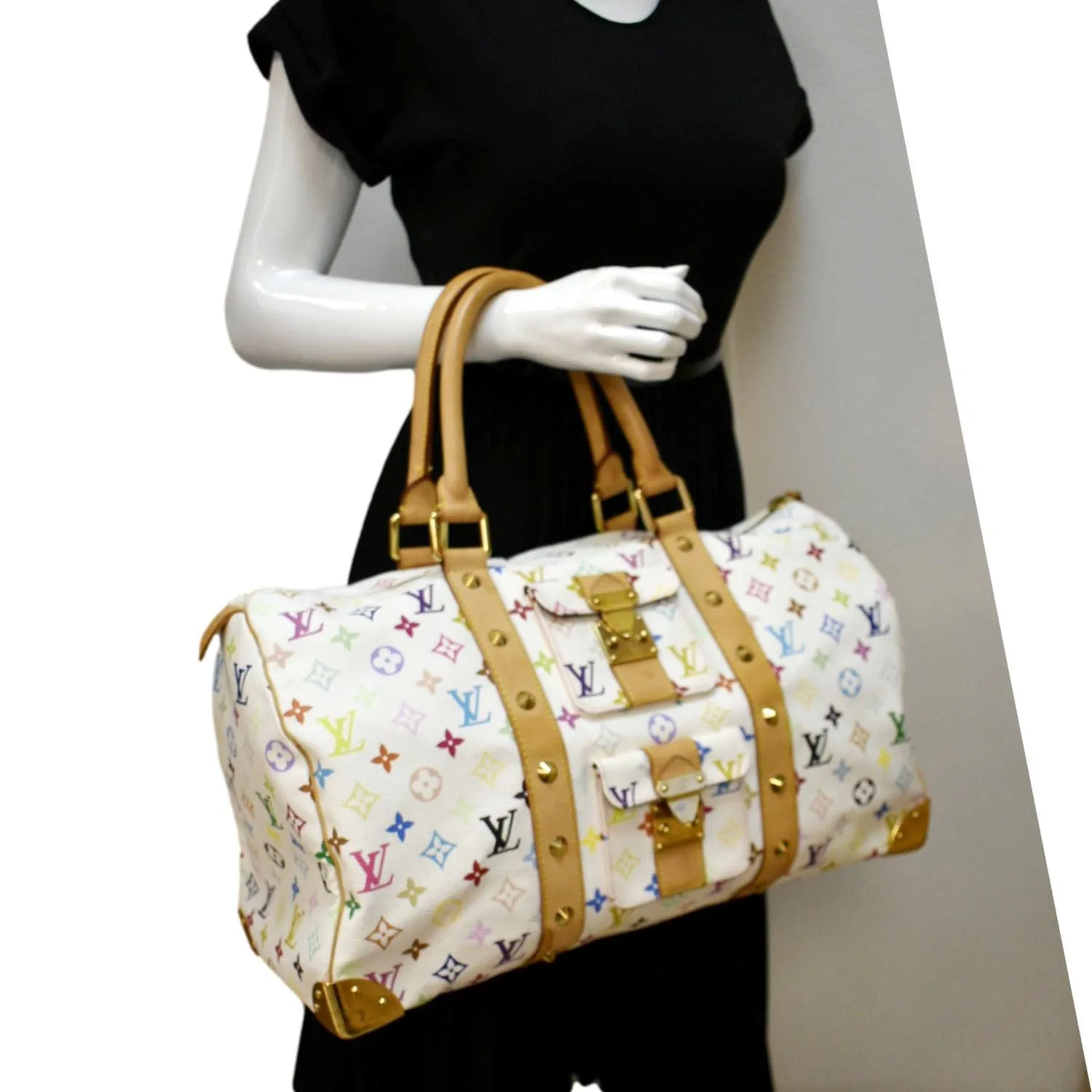 LOUIS VUITTON Keepall 45 Monogram Canvas Travel Bag Multicolor