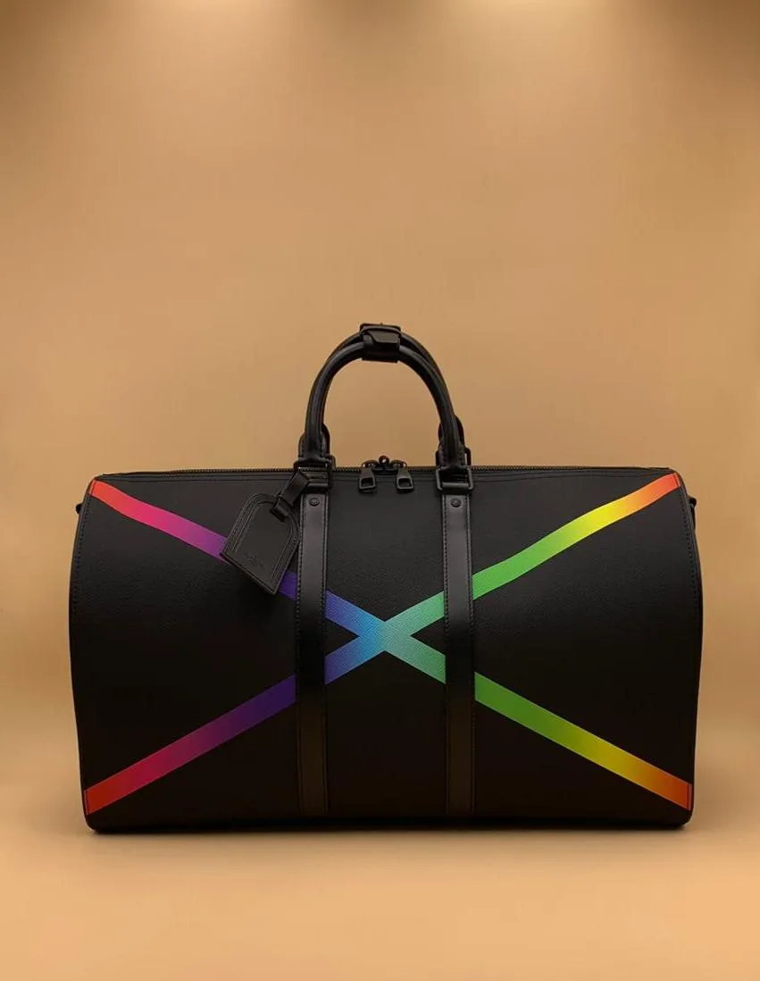 Louis Vuitton | Keepall Bandouliere 50 Black Taiga Rainbow Cross | M30345