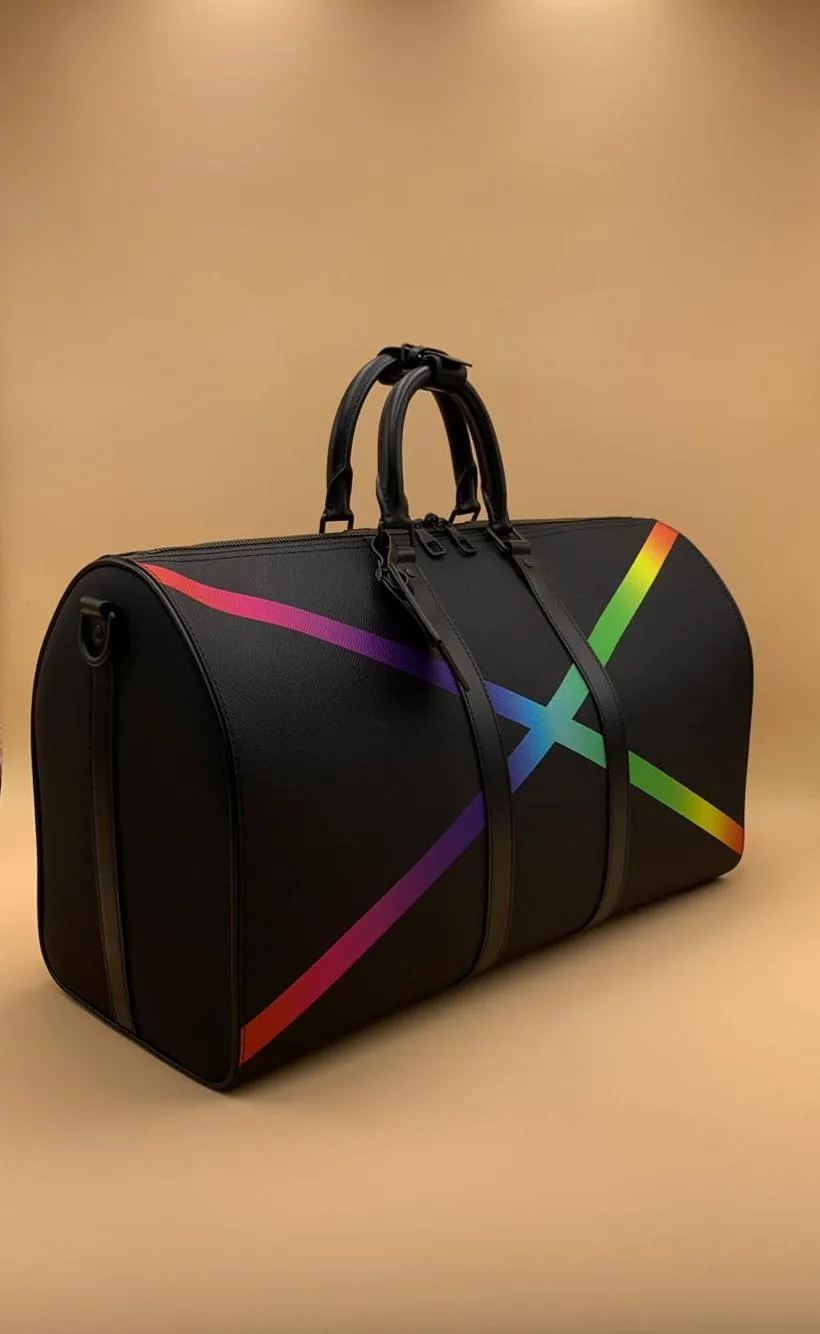 Louis Vuitton | Keepall Bandouliere 50 Black Taiga Rainbow Cross | M30345