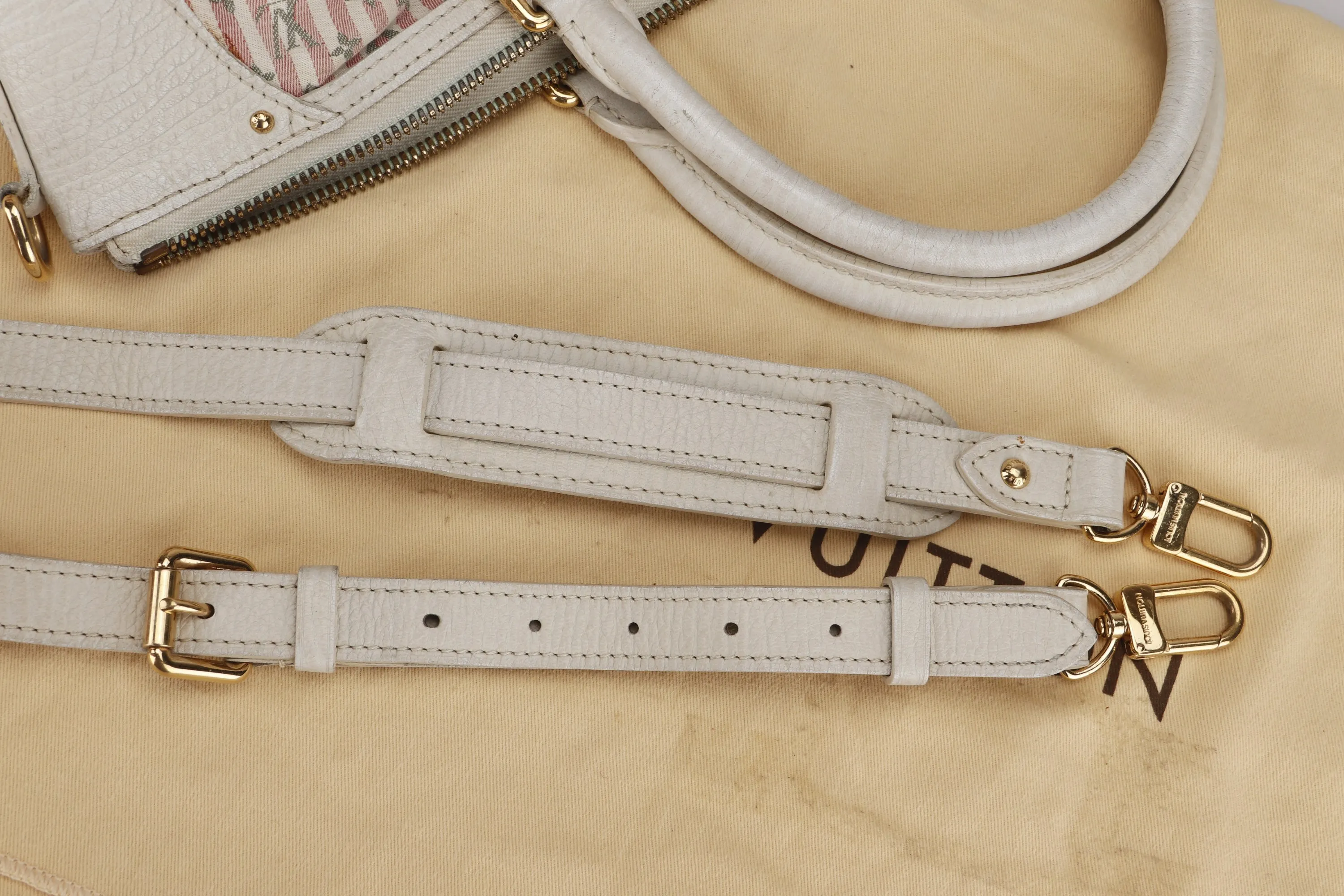 LOUIS VUITTON MINI LIN PINK CANVAS TWO WAY USE SHOULDER BAG, WITH STRAP & DUST COVER