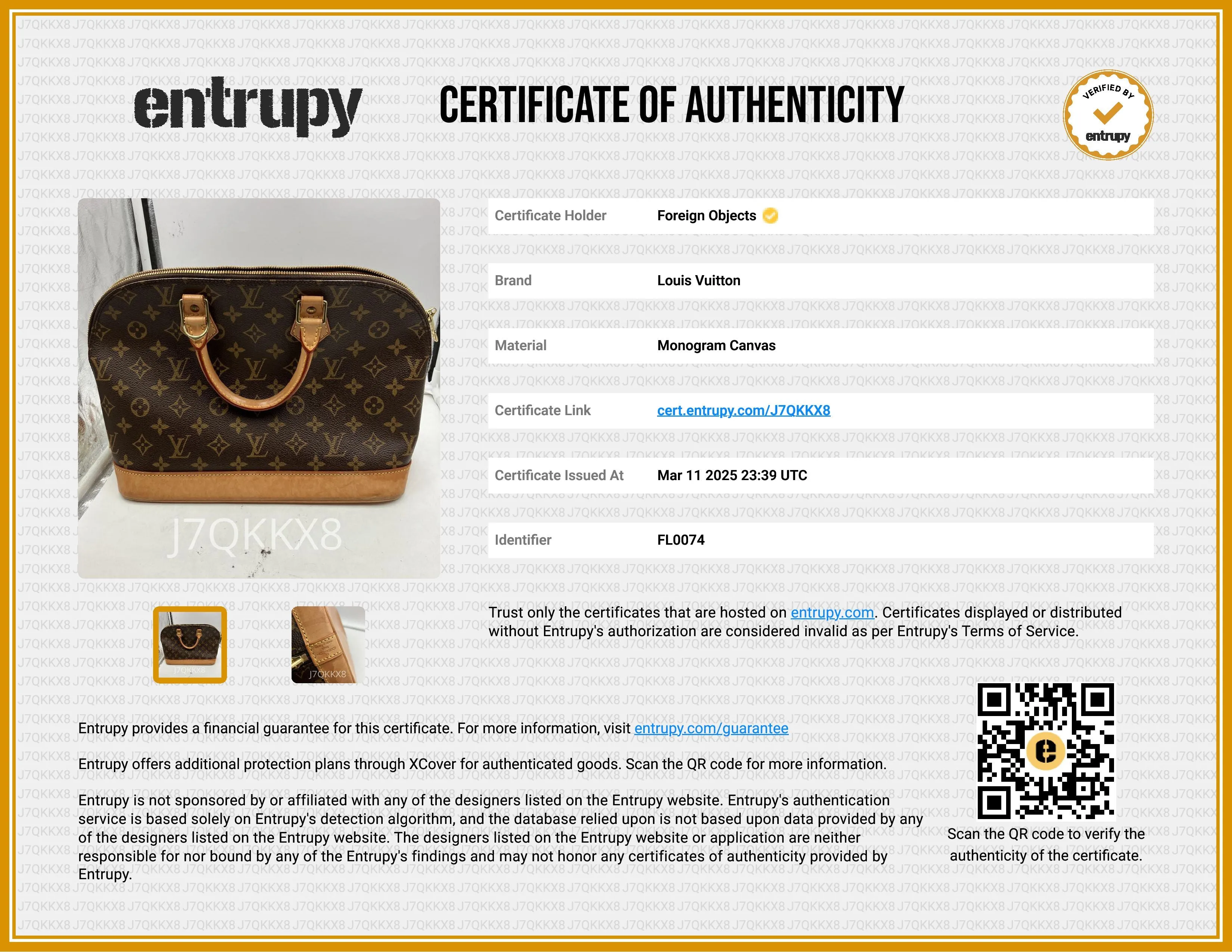 Louis Vuitton Monogram Canvas Alma PM Handbag FL0074