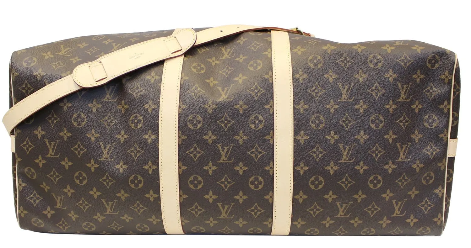 LOUIS VUITTON Monogram Canvas Brown Keepall 60 Bandouliere Travel Bag