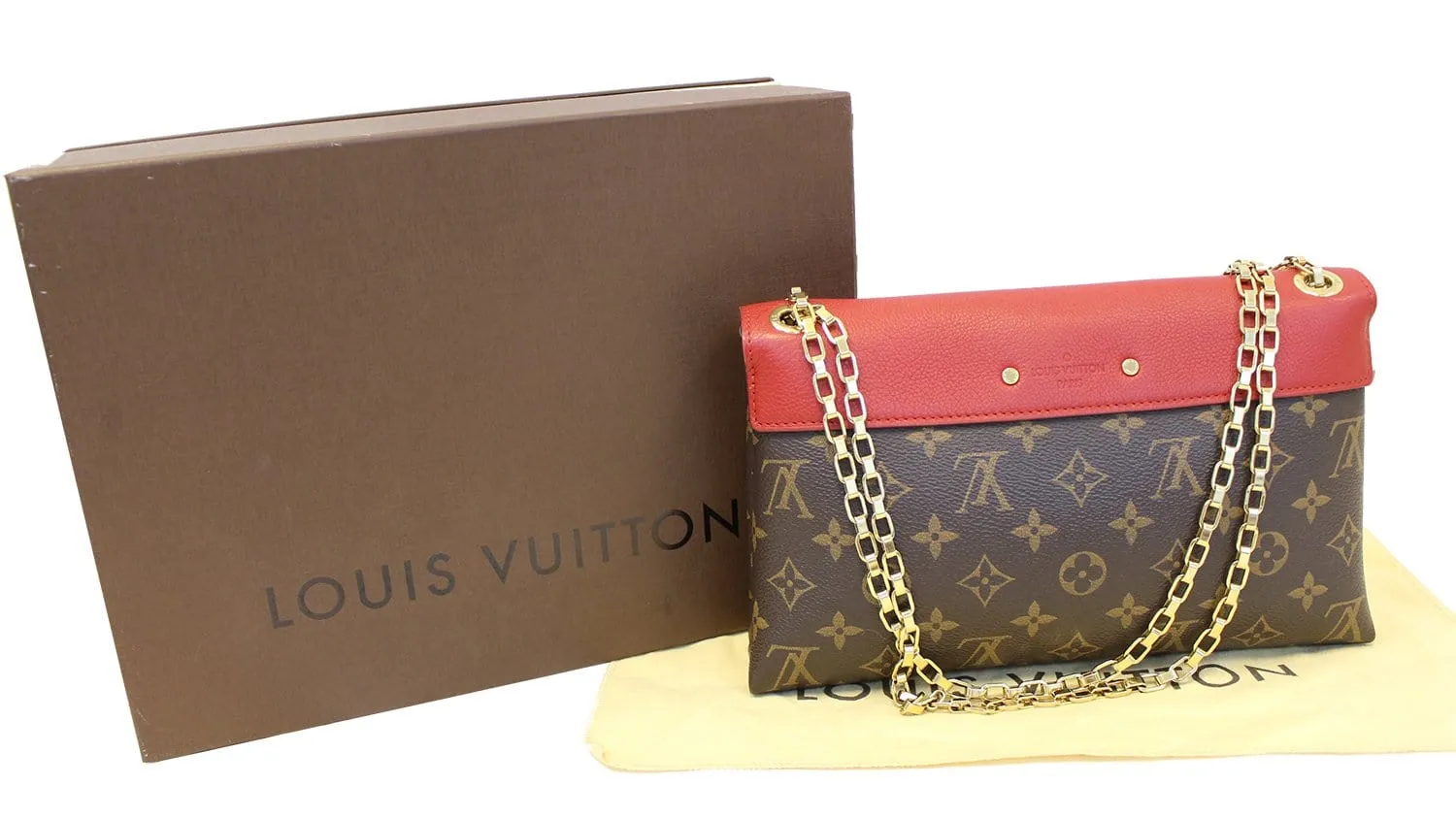 LOUIS VUITTON Monogram Canvas Pallas Chain Crossbody Bag