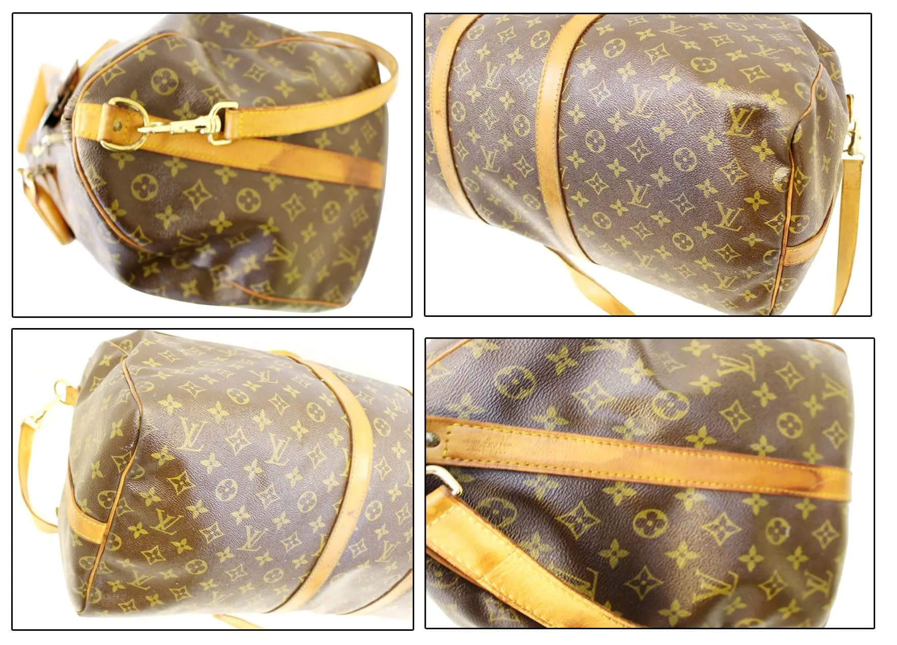 LOUIS VUITTON Monogram Keepall Bandouliere 55 Boston Bag