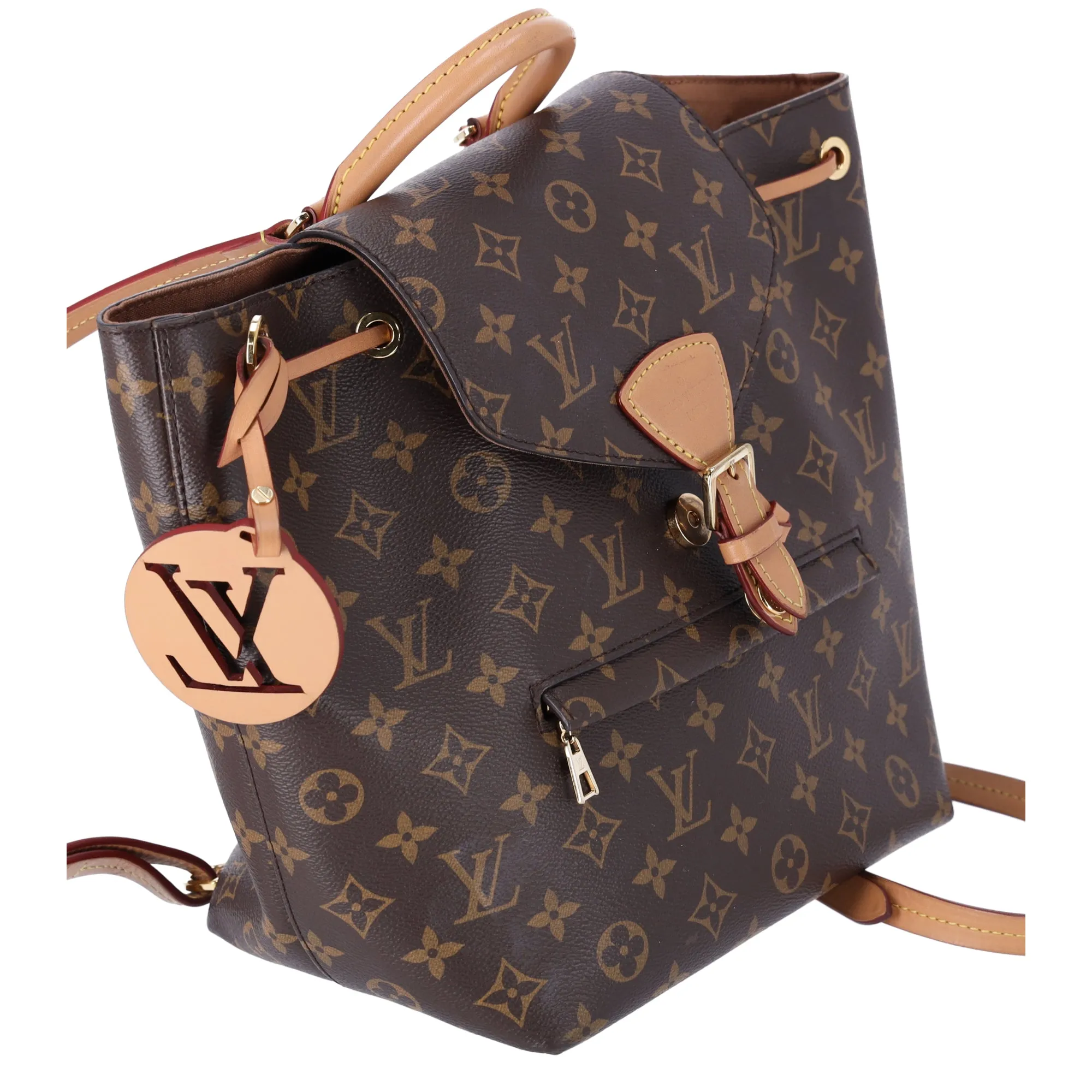 Louis Vuitton Montsouris PM Backpack Brown Monogram With LV Logo Charm M45501