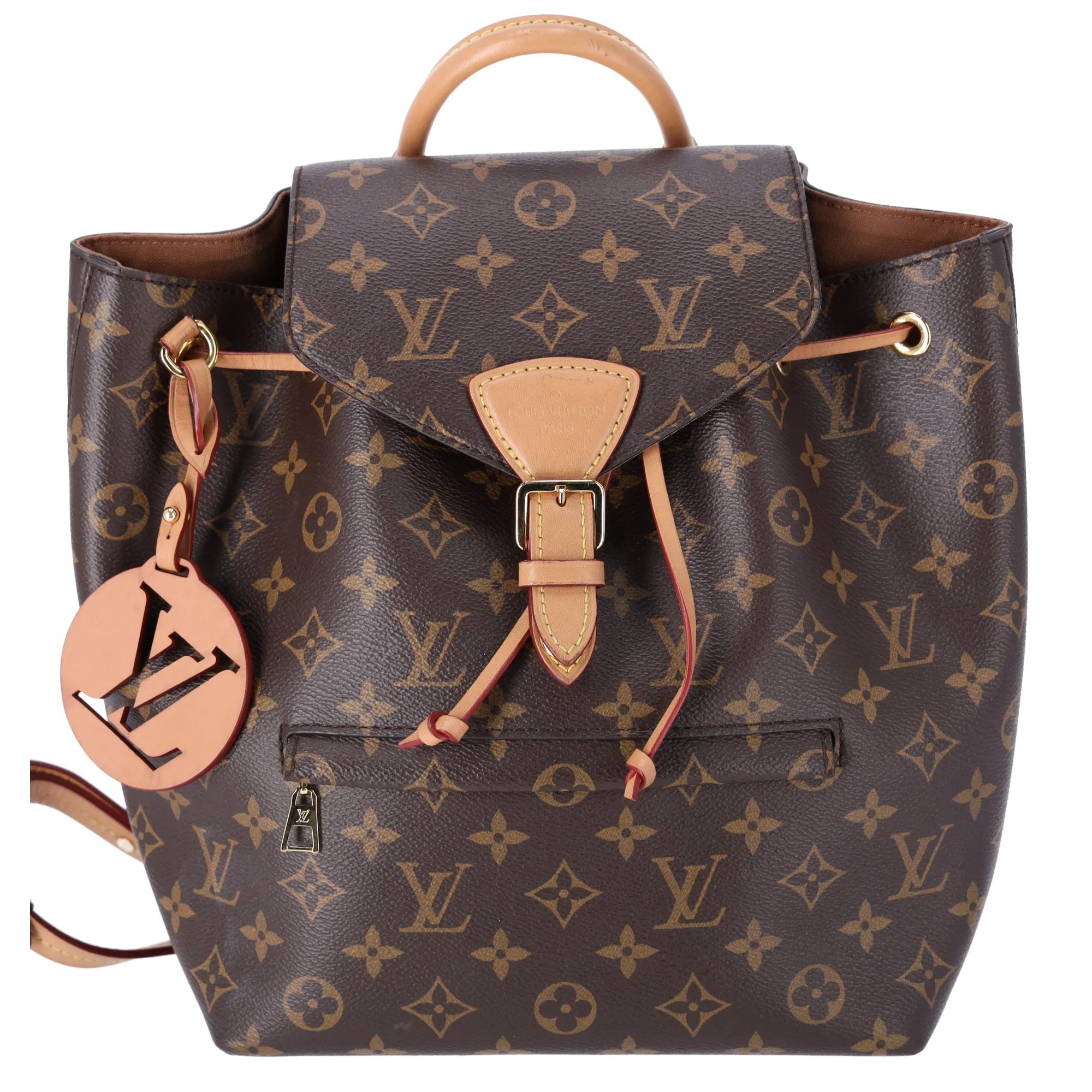 Louis Vuitton Montsouris PM Backpack Brown Monogram With LV Logo Charm M45501