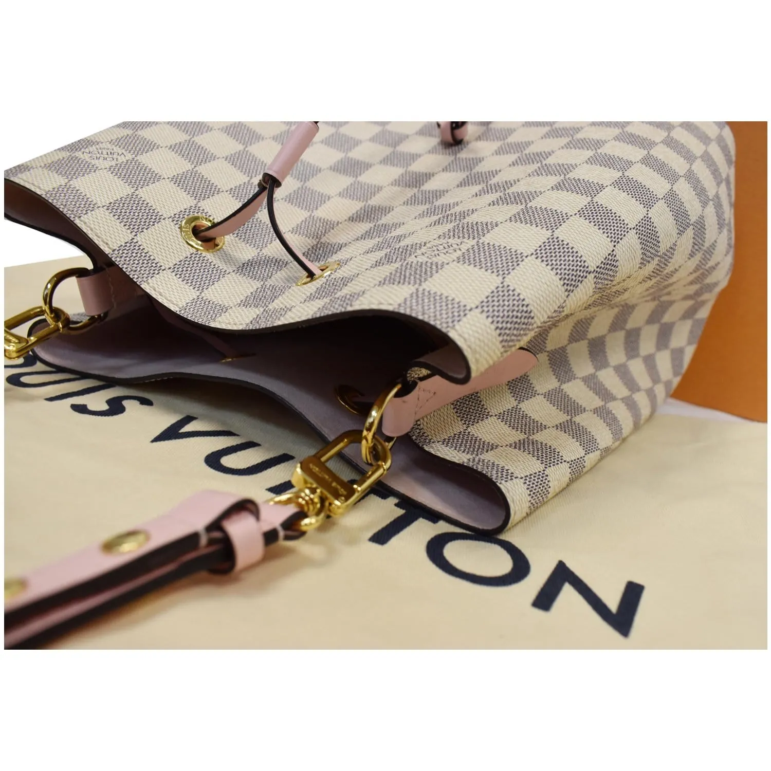 LOUIS VUITTON Neonoe MM Damier Azur Shoulder Bag Rose