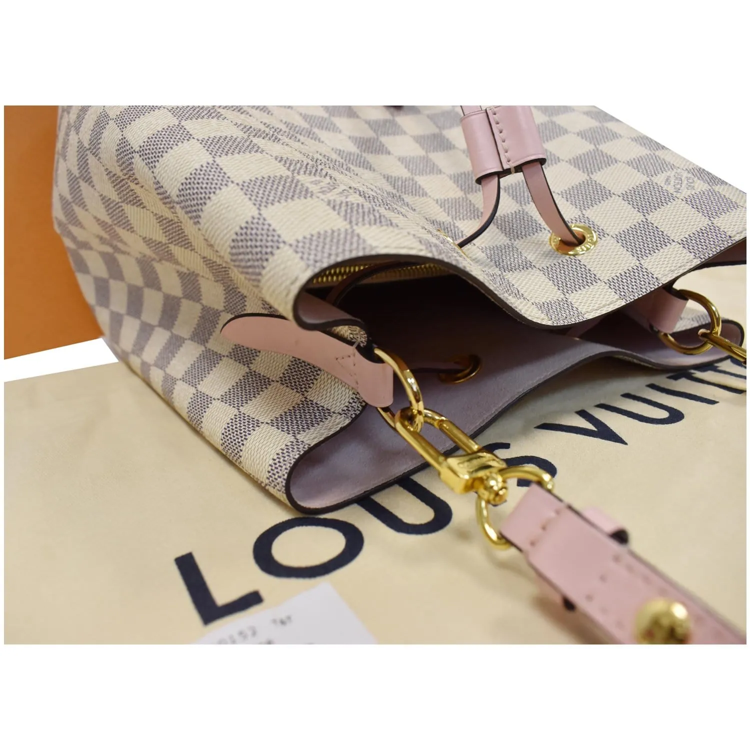 LOUIS VUITTON Neonoe MM Damier Azur Shoulder Bag Rose