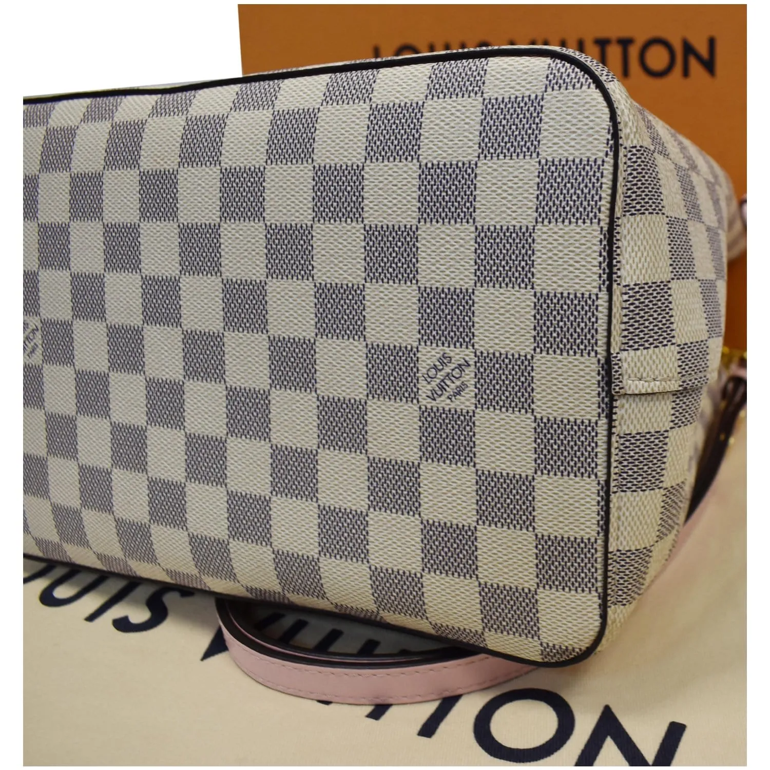 LOUIS VUITTON Neonoe MM Damier Azur Shoulder Bag Rose