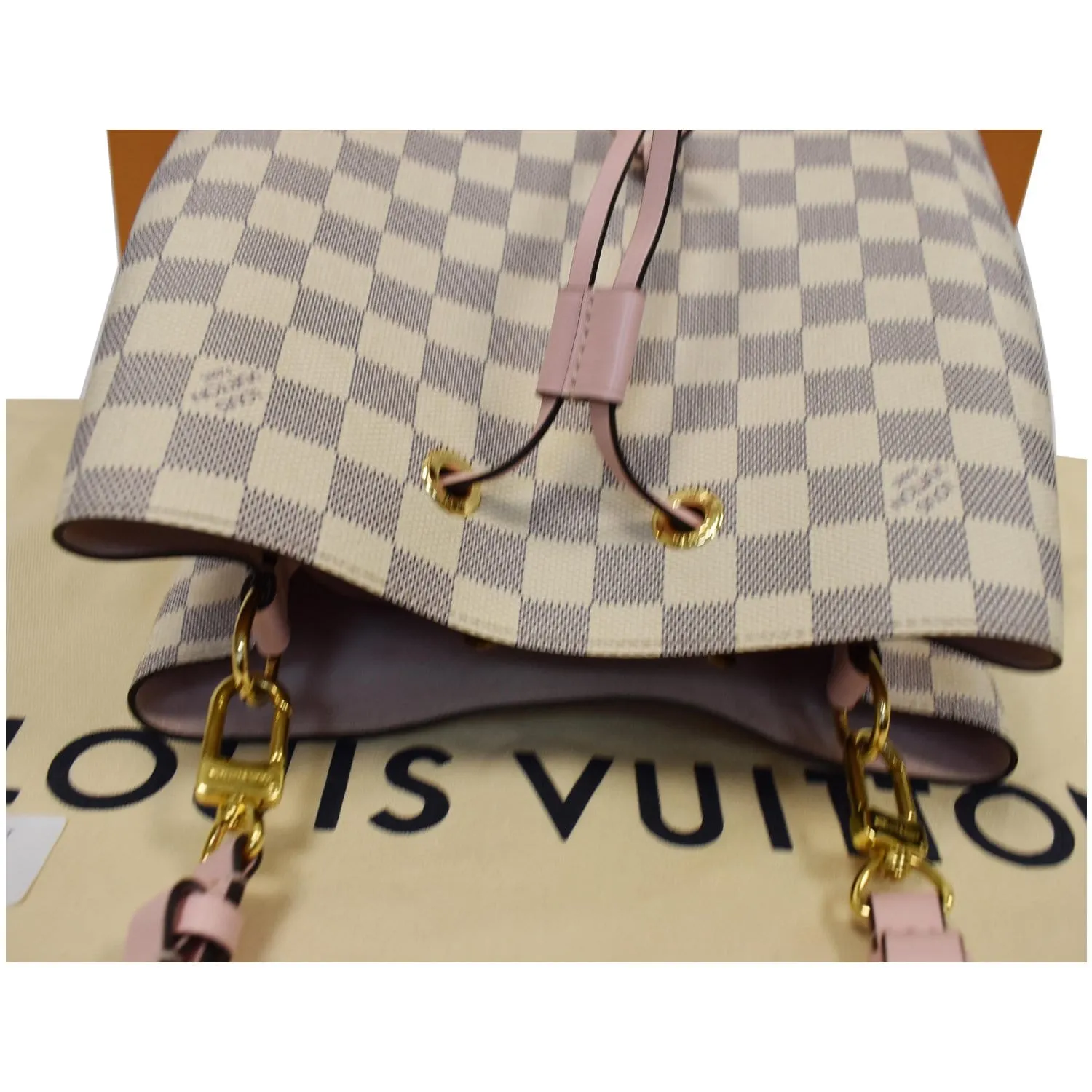 LOUIS VUITTON Neonoe MM Damier Azur Shoulder Bag Rose