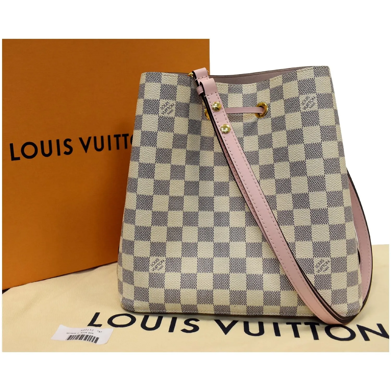 LOUIS VUITTON Neonoe MM Damier Azur Shoulder Bag Rose