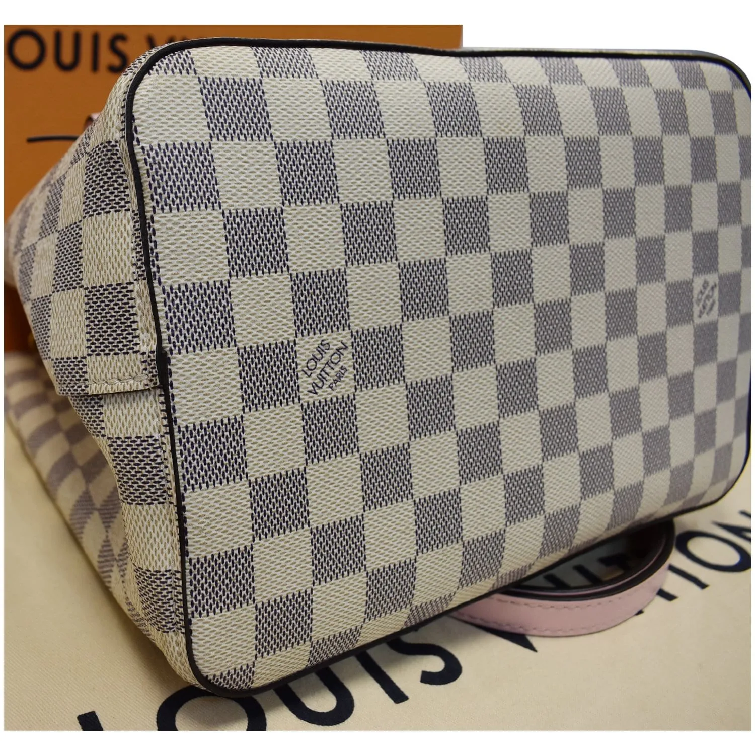 LOUIS VUITTON Neonoe MM Damier Azur Shoulder Bag Rose