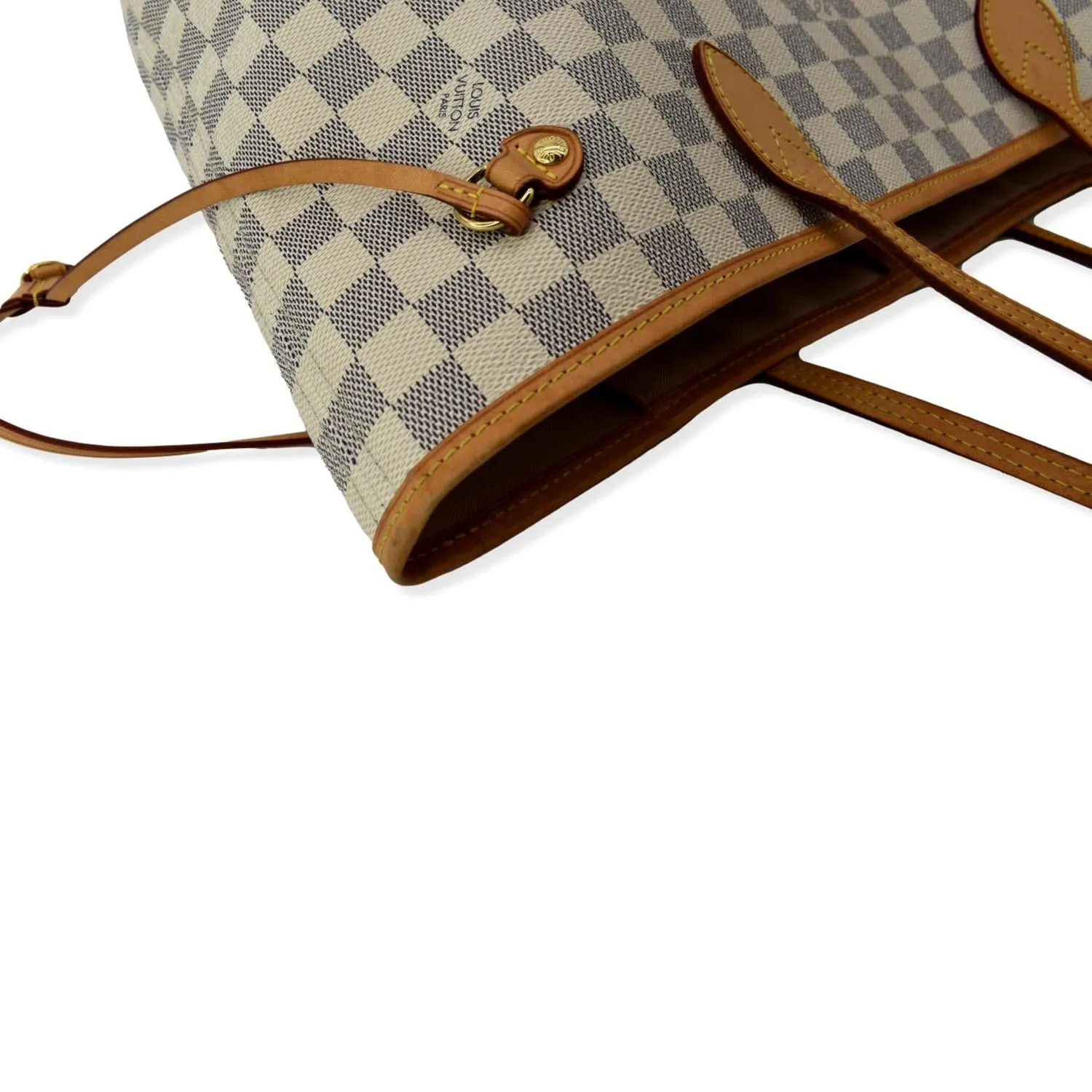 LOUIS VUITTON  Neverfull MM Damier Azur Shoulder Bag White
