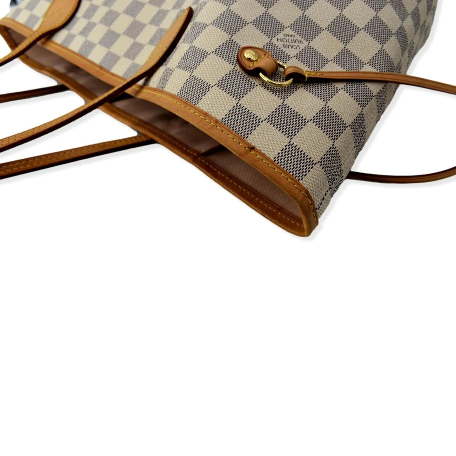 LOUIS VUITTON  Neverfull MM Damier Azur Shoulder Bag White