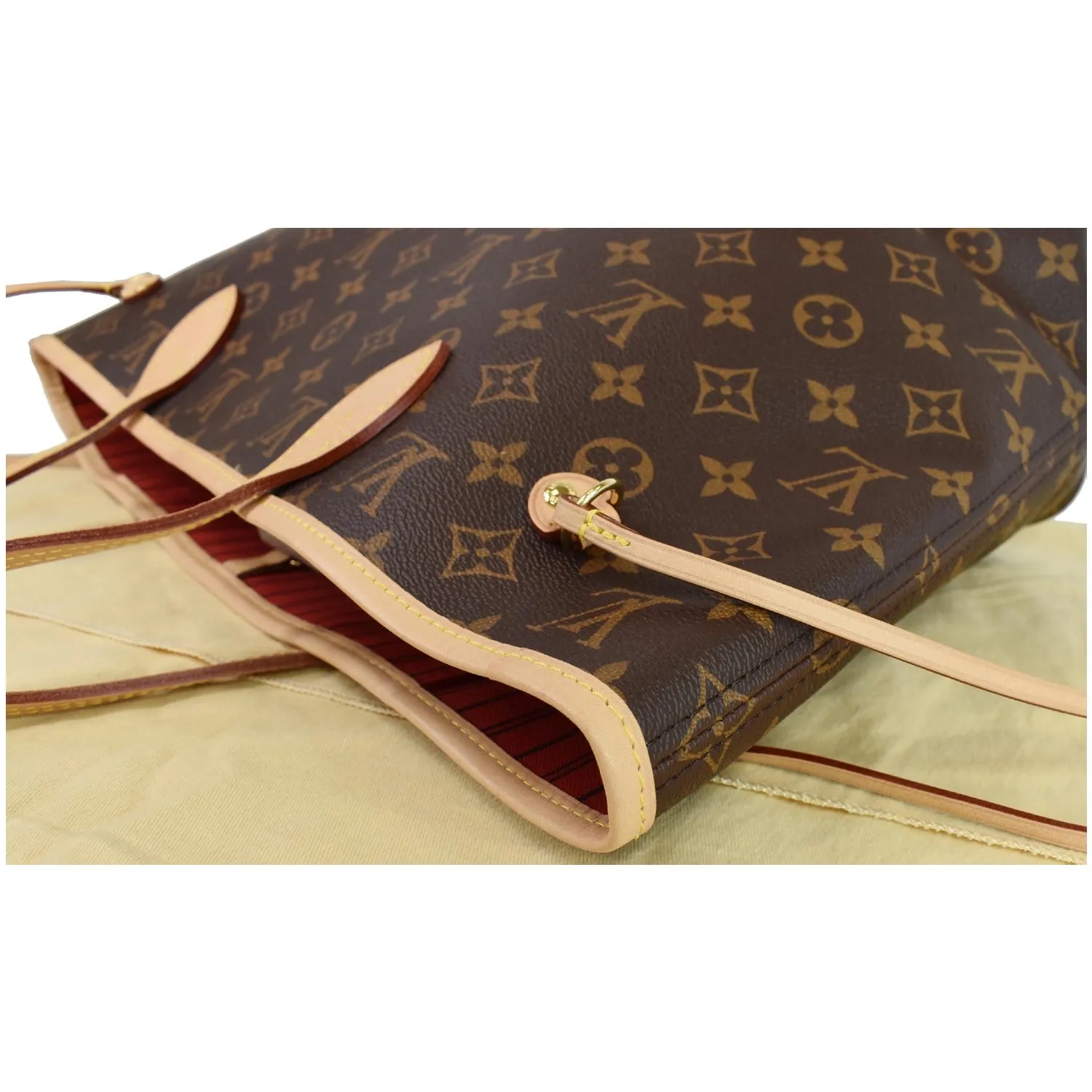 LOUIS VUITTON Neverfull MM Monogram Canvas Tote Shoulder Bag Brown