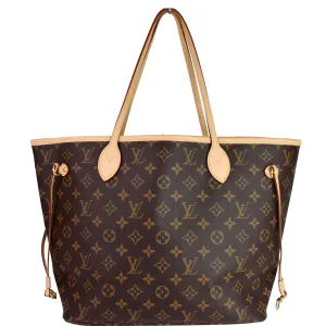 LOUIS VUITTON Neverfull MM Monogram Canvas Tote Shoulder Bag Brown