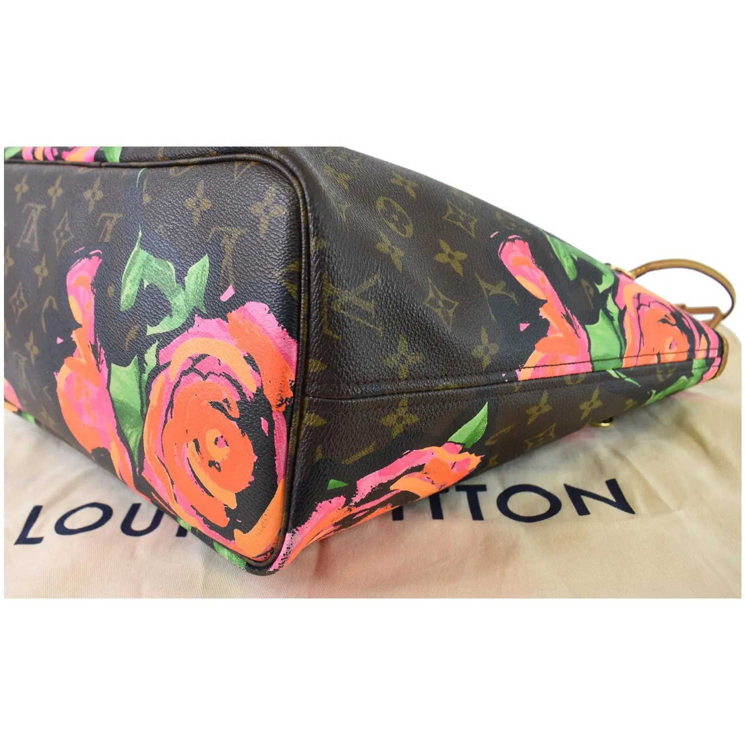 LOUIS VUITTON Neverfull MM Roses Monogram Canvas Shoulder Bag Brown