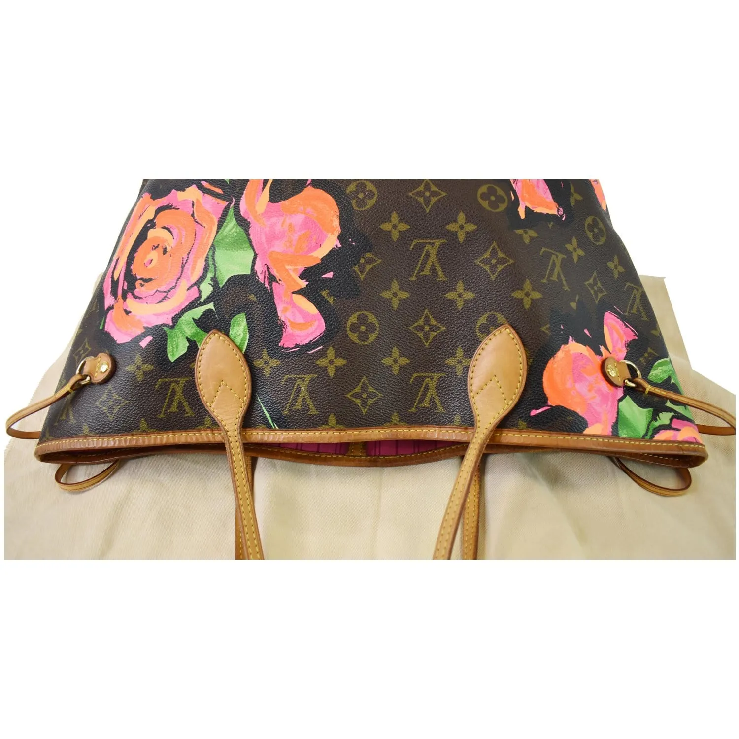 LOUIS VUITTON Neverfull MM Roses Monogram Canvas Shoulder Bag Brown