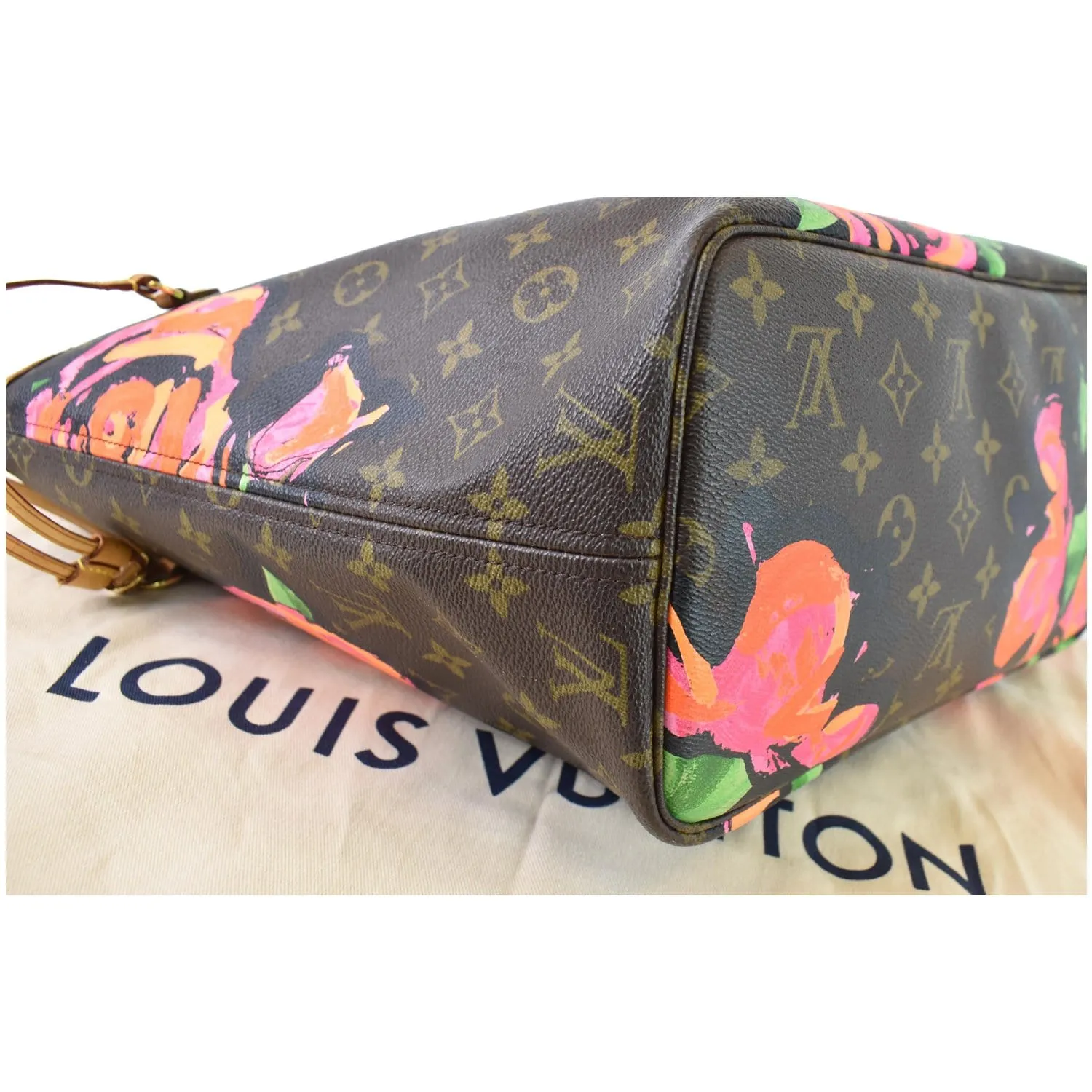 LOUIS VUITTON Neverfull MM Roses Monogram Canvas Shoulder Bag Brown