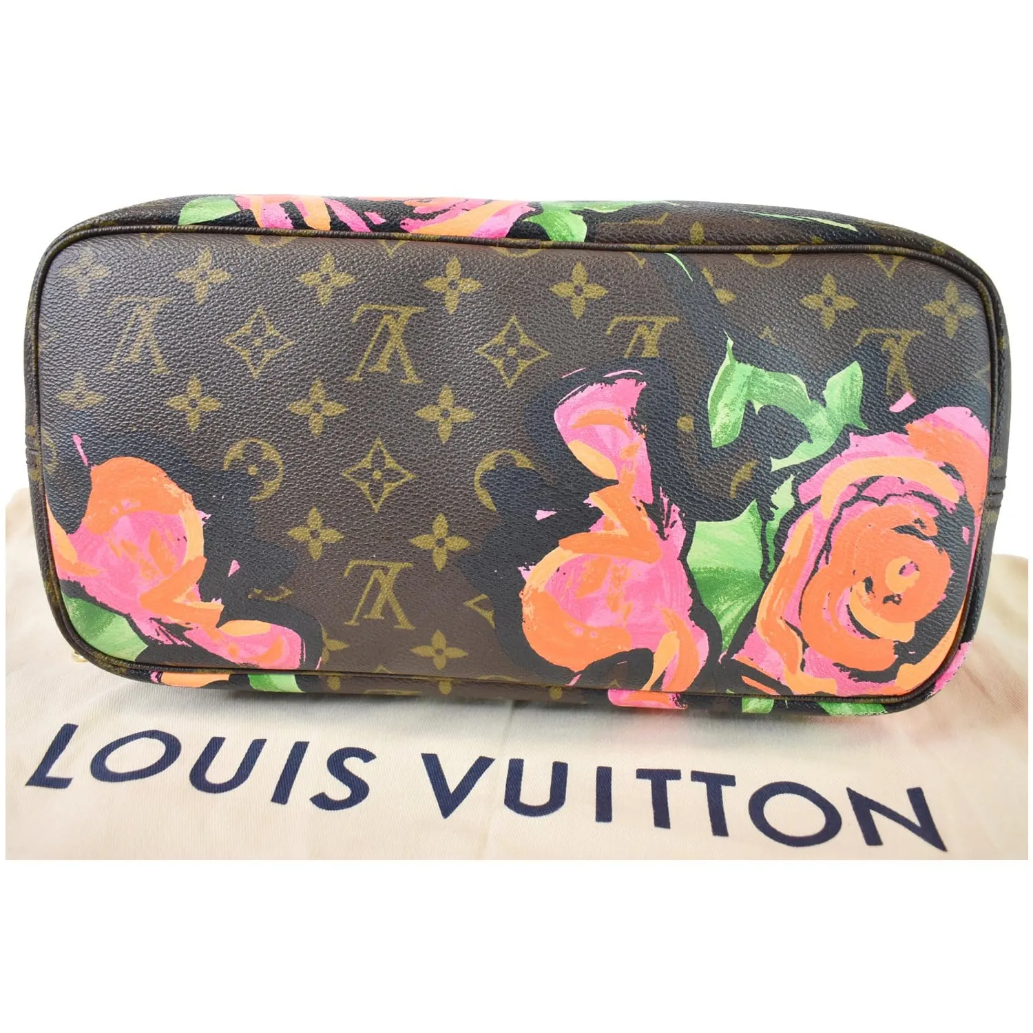 LOUIS VUITTON Neverfull MM Roses Monogram Canvas Shoulder Bag Brown