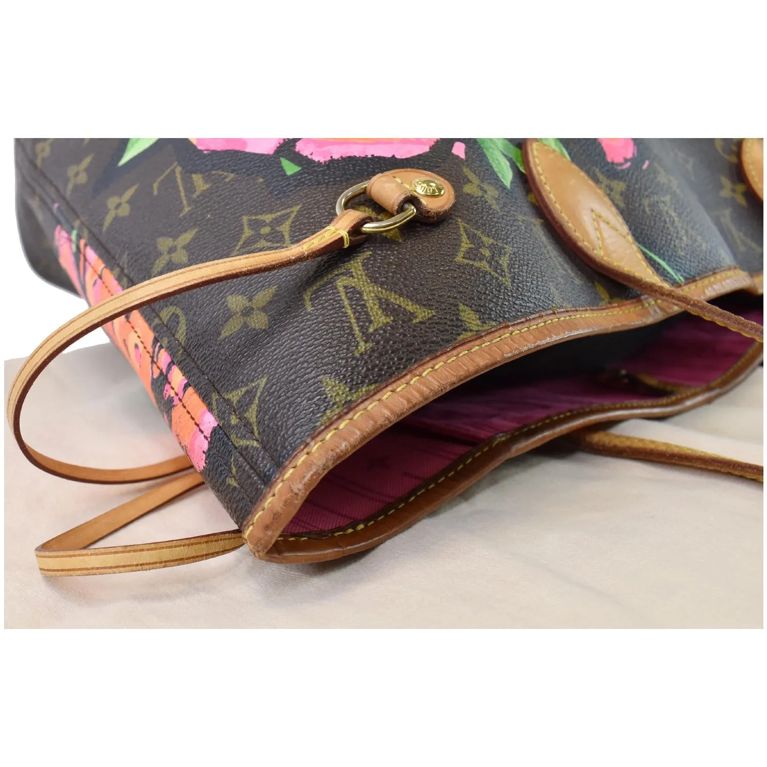 LOUIS VUITTON Neverfull MM Roses Monogram Canvas Shoulder Bag Brown