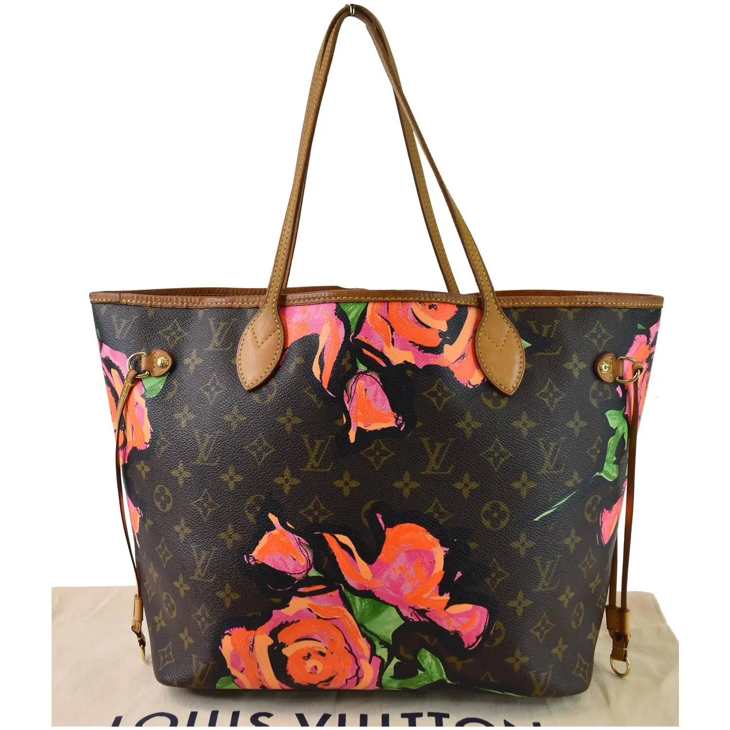 LOUIS VUITTON Neverfull MM Roses Monogram Canvas Shoulder Bag Brown