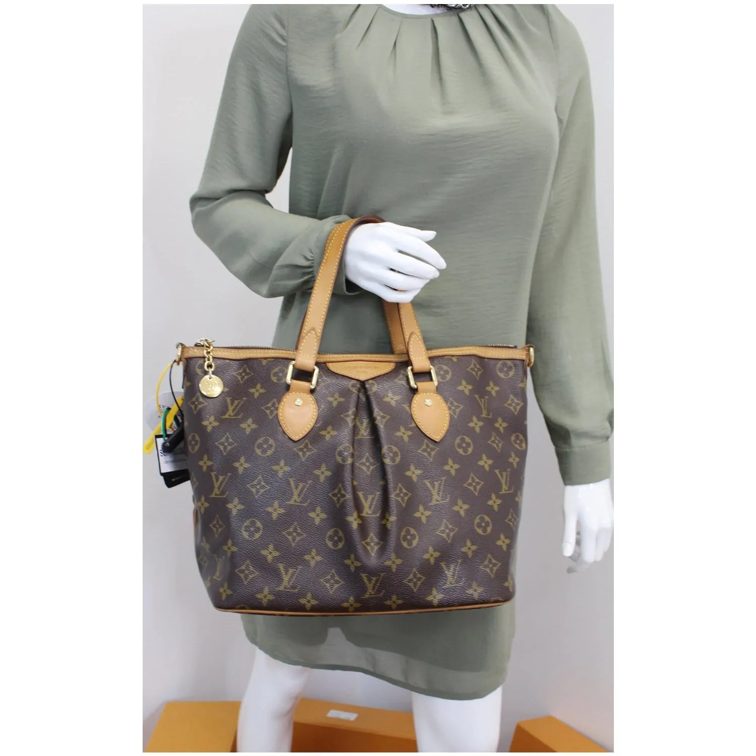 LOUIS VUITTON Palermo PM Monogram Canvas Shoulder Bag Brown