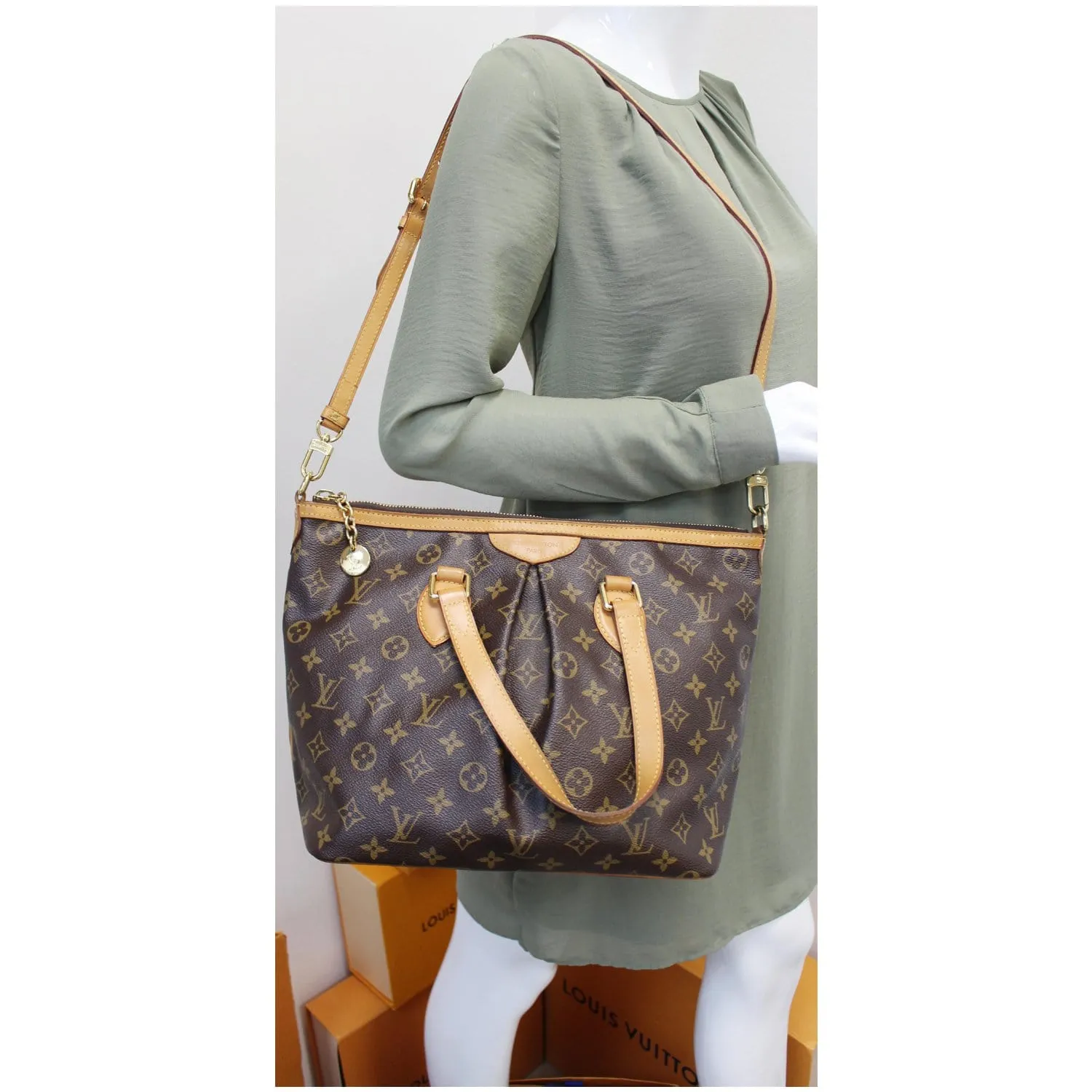 LOUIS VUITTON Palermo PM Monogram Canvas Shoulder Bag Brown