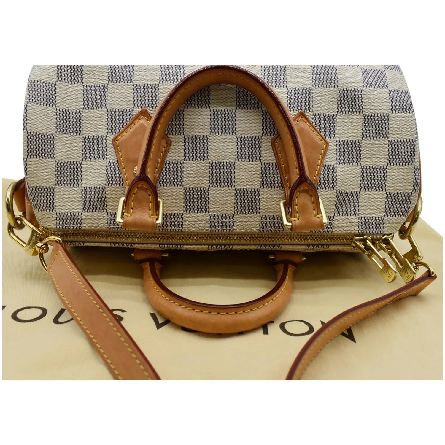 LOUIS VUITTON Speedy 25 Bandouliere Damier Azur Shoulder Bag White
