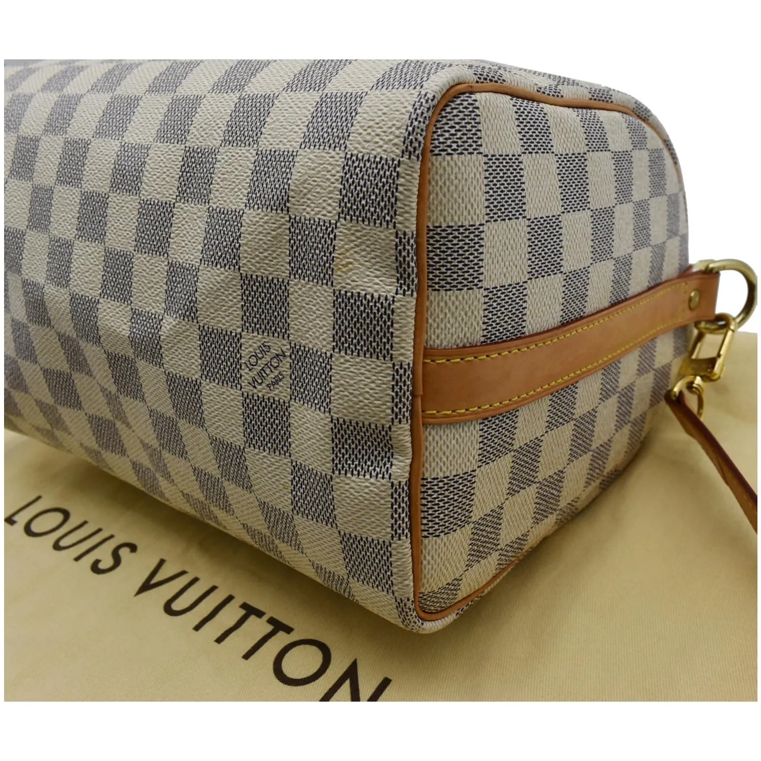 LOUIS VUITTON Speedy 25 Bandouliere Damier Azur Shoulder Bag White