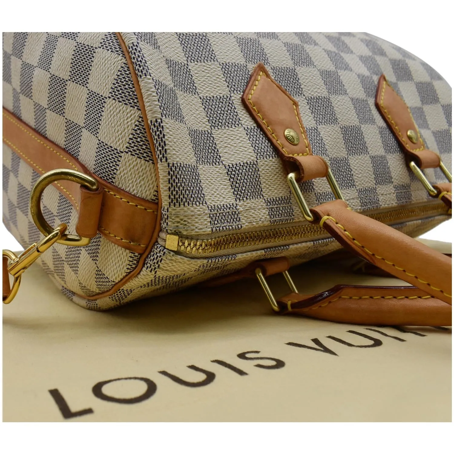 LOUIS VUITTON Speedy 25 Bandouliere Damier Azur Shoulder Bag White