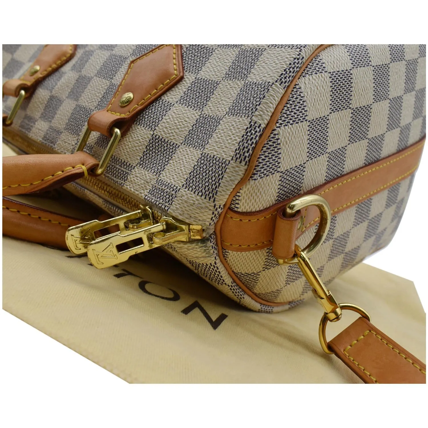 LOUIS VUITTON Speedy 25 Bandouliere Damier Azur Shoulder Bag White