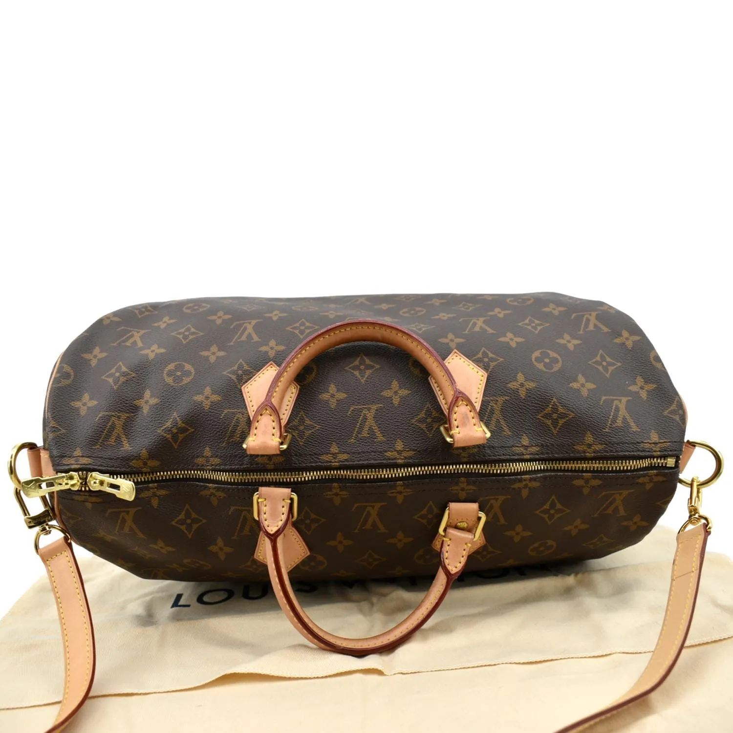 LOUIS VUITTON Speedy 40 Bandouliere Monogram Canvas Shoulder Bag Brown