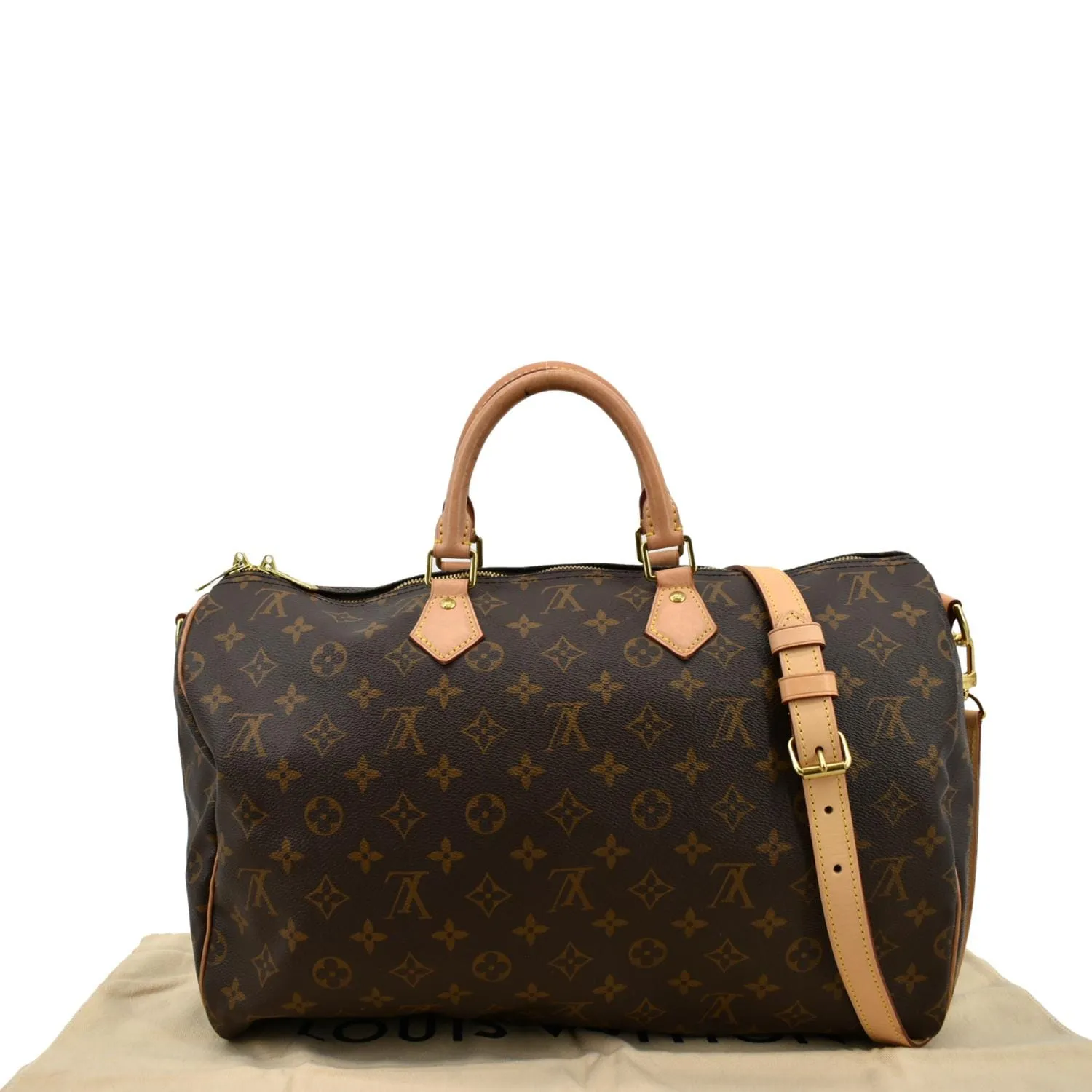 LOUIS VUITTON Speedy 40 Bandouliere Monogram Canvas Shoulder Bag Brown