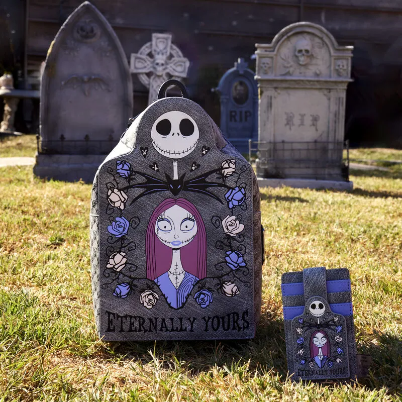 Loungefly The Nightmare Before Christmas Jack and Sally Eternally Yours Tombstone Mini Backpack