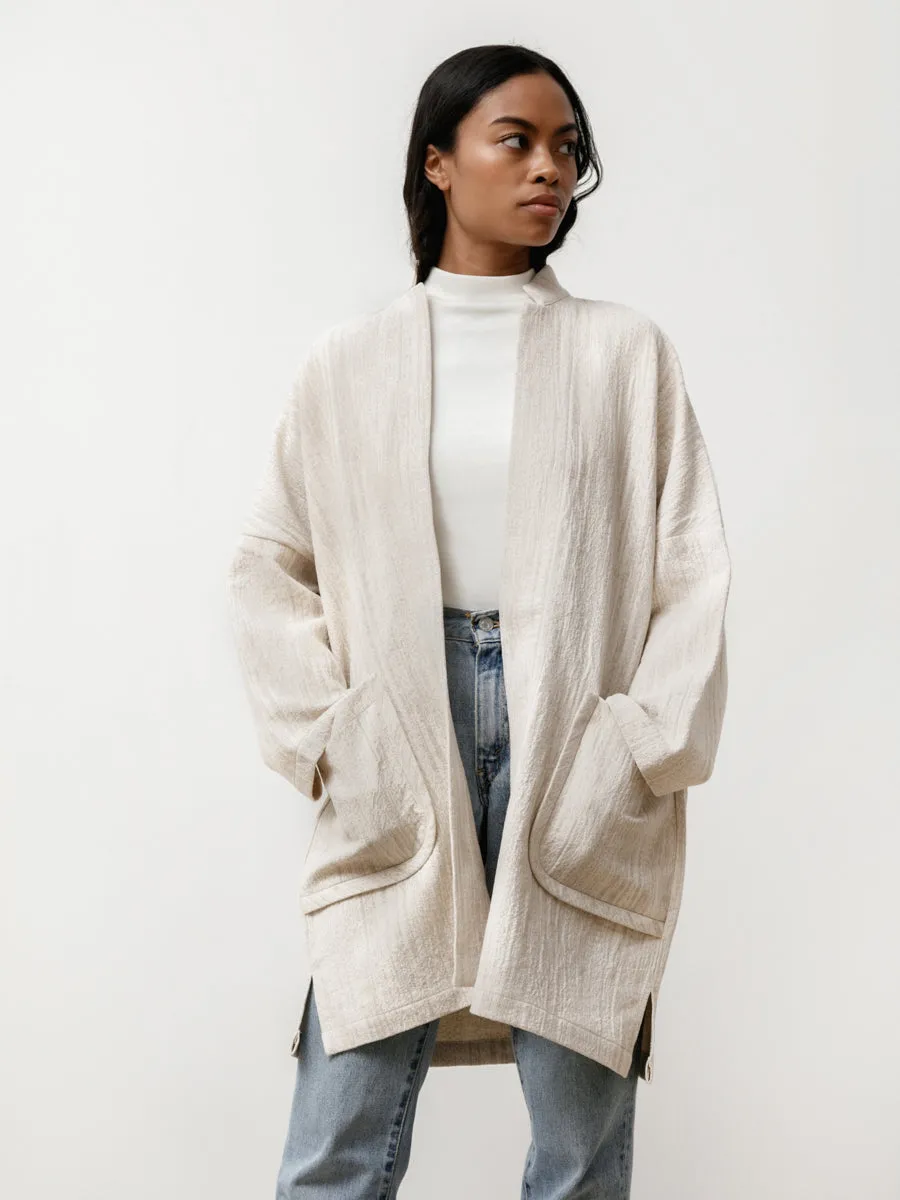 l/s range jacket - natural jacquard cream
