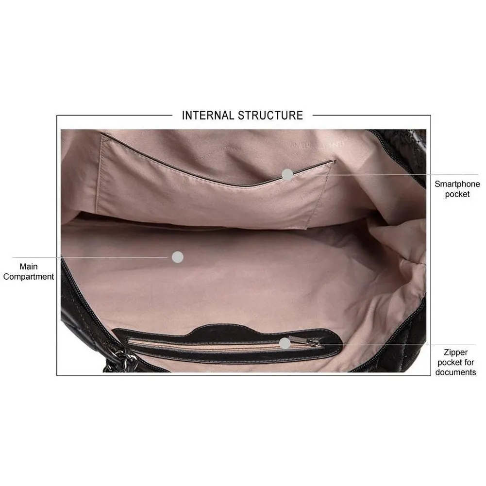 <bold>Tote Crossbody Bag & Purse Set <br>Vegan-Leather